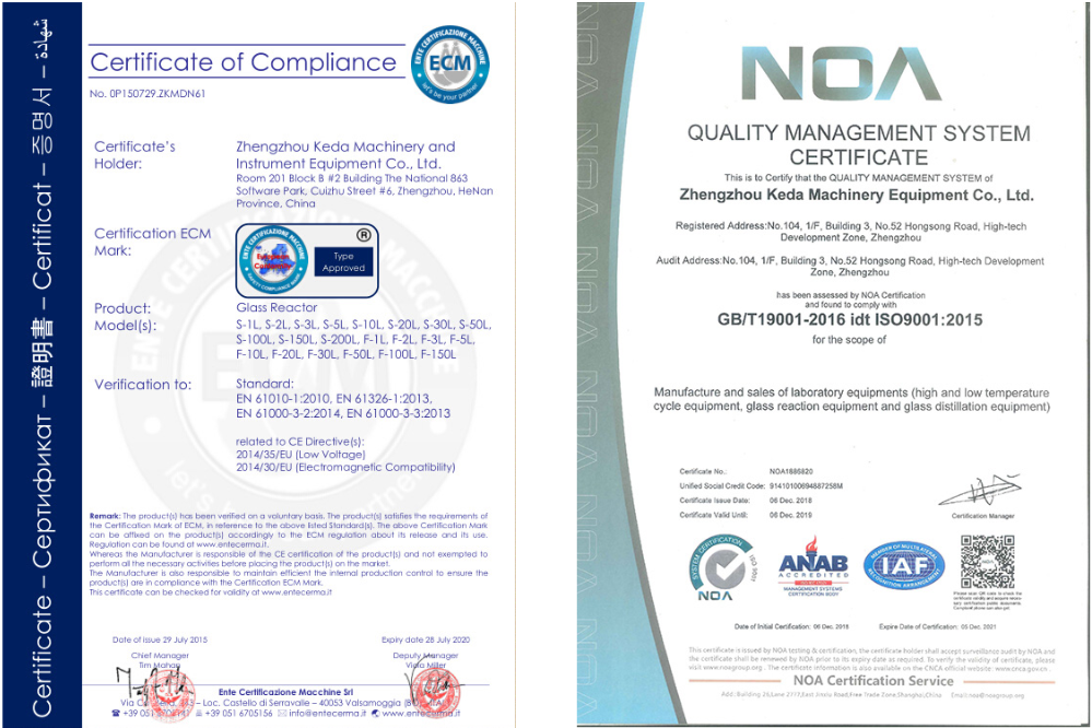 CE certificate and ISO certificate