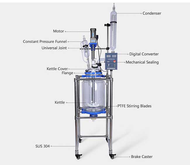 30l vacuum glass reactor